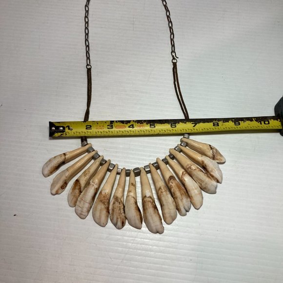 Wild Boar Tooth Necklace African Tribal Style - Picture 10 of 12